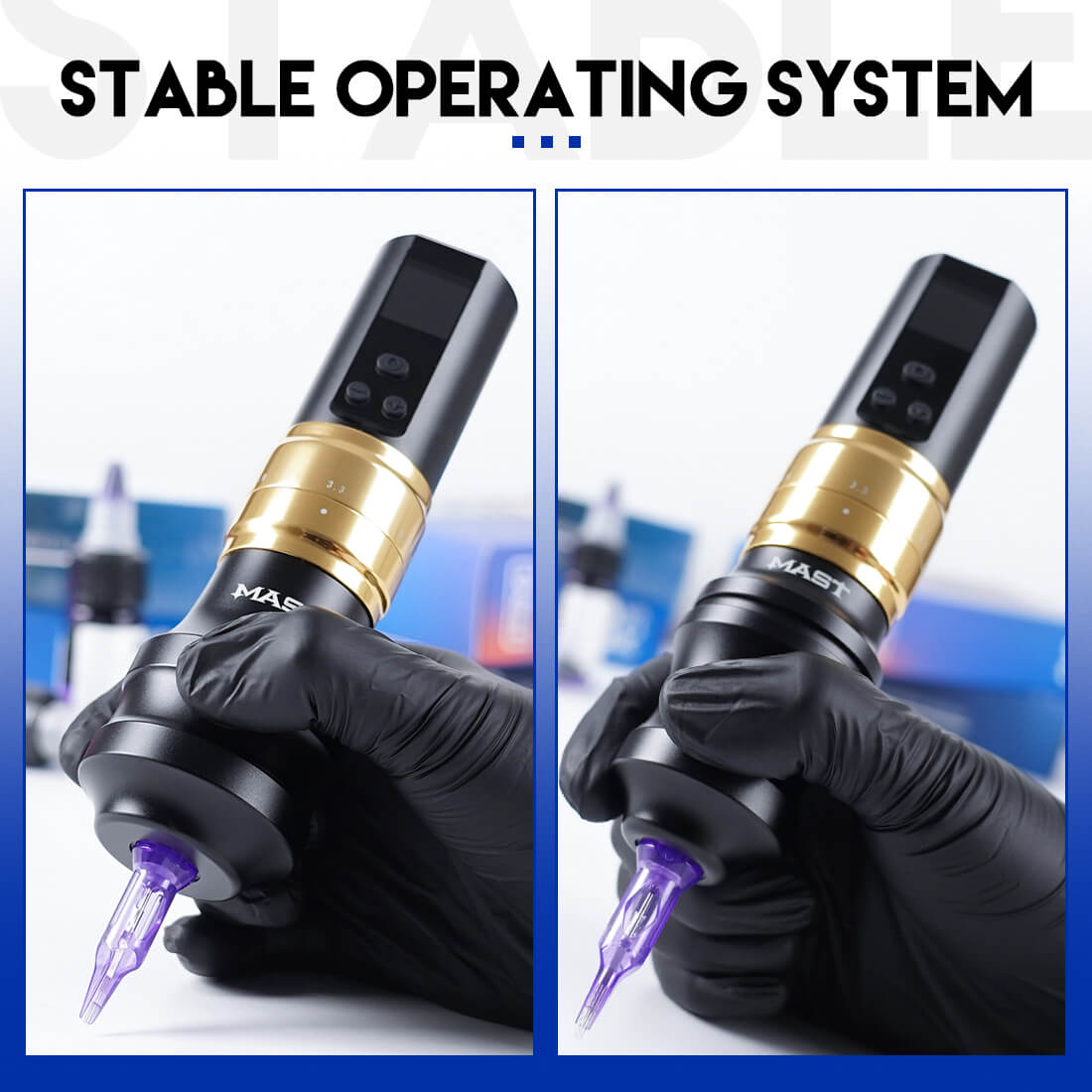 MAST- FOLD PRO 2 - Stroke ajustable - Noir et Or - x2 Manchons - x2 Batteries